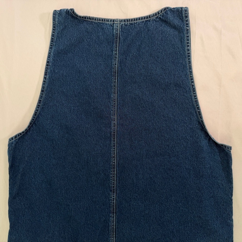 Jazzie Denim Patchwork Midi Dress Womens Medium Blue Frayed Tiered Sleeveless - Picture 14 of 14